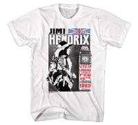 Jimi Hendrix Live in London 1969 Men's T Shirt Big Ben Rock Legend Guitar Concer White