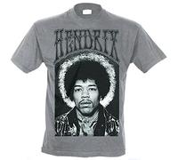 TruffleShuffle Men's T-Shirt Jimi Hendrix Halo Short Sleeve Grey Large