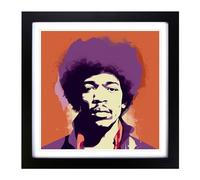 Jimi Hendrix Minimalism Framed Wall Art Print 18x18 Inch Black | Ready to Hang, Premium Gi Paper, Fade-Resistant Inks, Securely Packaged, UK Made