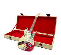 Jimi Hendrix Monterey Pop Peace Love Replica Stratocaster Tribute Model + Hard Case Box Miniature 1:4 Scale Guitar Miniature Collectible Case Music Gadgets Rock Memorabilia