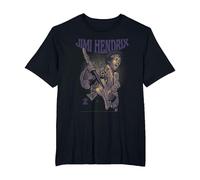 Jimi Hendrix Playing Guitar Purple Yellow T-Shirt, Men's Big and Tall, Black, 2X Tall