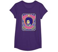 Jimi Hendrix Psychedelic Poster T-Shirt, Girls, Purple, Large