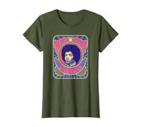 Jimi Hendrix Psychedelic Poster T-Shirt, Women, Olive Green, X-Small