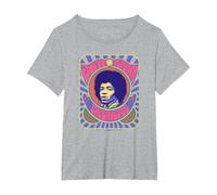 Jimi Hendrix Psychedelic Poster T-Shirt, Women's Plus, Heather Grey, 6X