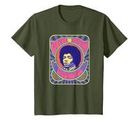 Jimi Hendrix Psychedelic Poster T-Shirt, Youth, Olive Green, Large