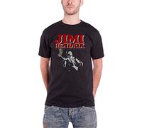 Jimi Hendrix T Shirt Block Logo Contrast Guitar Portrait Official Mens Black XL