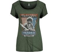 Jimi Hendrix Women's Electric Ladyland Cotton T-Shirt in Green | Size: Medium Jimi Hendrix Green M