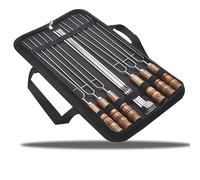 JIMICHGQ Barbecue Forks Marshmallow Toasting Sticks 10 PCS Kits Stainless Steel Marshmallow Roasting Forks U Shape Hot Dog Fork Wooden Handle BBQ Skewers for Camping, Bonfire, Fireplace, Picnic