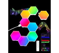 JIMIMORO 8 Pack Hexagon Light Panels - Cool Music Sync RGB Hexagon LED Lights with APP & Remote Control for Home Decor, Living Room, Bedroom, Gaming Room, Kids, Adults