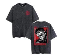 jiminhope Berserk Washed Retro T-Shirt Double-Sided Print Berserk Rune Warrior Norse Guts Pullover Swordsman Vintage Do Old Tops Casual Oversized T-Shirt