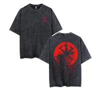 jiminhope Berserk Washed Retro T-Shirt Double-Sided Print Berserk Rune Warrior Norse Guts Pullover Swordsman Vintage Do Old Tops Casual Oversized T-Shirt