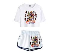 jiminhope Women Girls The Seven Deadly Sins Anime Tracksuit Set Meliodas Summer Top & Shorts 2 Piece Set Elizabeth Liones Printed Cropped Top