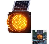 JIMINHUIXIN 12" Solar Flashing Warning Light, LED Traffic Signal Light with Solar Panel, Flashing Obstruction Beacon Lights, Outdoor Waterproof Road Safety Lamp for Intersections Curves, Yellow/Red