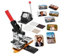 JIMINHUIXIN DIY Photo Fridge Magnet Maker Machine Kit, 2x2 2.5x2.5 3x2 3.5x2.5 Inch Square/Rectangle Press with Paper Cutter, Create Custom Badge Button Magnets, 100 Sets of Supplies, 100 Photo Paper