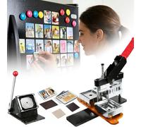 JIMINHUIXIN Professional Magnet Maker Machine Kit for Fridge Photo Badges, DIY Custom Badge Maker Includes Press and Cutter for 2x2 2.5x2.5 3x2 3.5x2.5 Inch, with 100 Craft Materials, 100 Photo Paper
