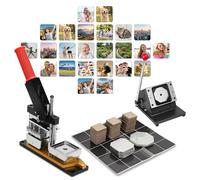 JIMINHUIXIN Professional Magnet Maker Machine Kit for Fridge Photo Badges, DIY Custom Badge Maker Includes Press and Cutter for 2x2 2.5x2.5 3x2 3.5x2.5 Inch, with 100 Craft Materials, 100 Photo Paper