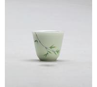 JIMINISO Dark Green Bamboo Small Tea Cup Chinese Style Antique Kungfu White Porcelain Single Fragrant Tea Cup