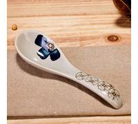 JIMINISO Japanese soup spoon 5.5 inch, lace eating spoon, pastoral style dishes, pretty small tablespoon ceramic spoon for the house