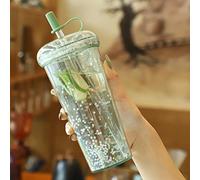 JIMINISO lovely Bubble Tea Water Bottle Plastic Cup With Straw Insulated Drinkware Tea Juice Sparkling Bottles For School BPA Free
