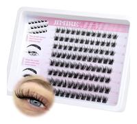 JIMIRE 14 Pairs Cat Eye Russian Strip Lashes Natural Look Like Eyelash Extensions D Curl Fluffy False Eyelashes Wispy 15MM Volume Faux Mink Lashes Pack