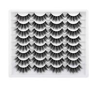 JIMIRE 14 Pairs Cat Eye Russian Strip Lashes Natural Look Like Eyelash Extensions D Curl Fluffy False Eyelashes Wispy 15MM Volume Faux Mink Lashes Pack