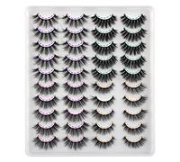 JIMIRE 20 Pairs False Eyelashes 4 Styles Fluffy Eyelashes Pack 3D Volume Faux Mink Lashes Packs