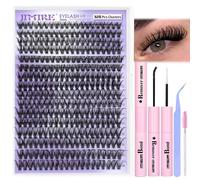 JIMIRE DIY Eyelash Extension Kit 320Pcs Individual Eyelashes Kit with Bond and Remover Lash Glue and Lash Applicator 40D 9-16mm D Curl Lash Clusters Kit Wispy Lash Extension Kit DIY at Home