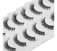 JIMIRE False Eyelashes Clear Band Small Faux Mink Lashes Natural Look Cat Eye 13MM Short Fluffy 3D Light Volume Eyelash Pack 7 Pairs