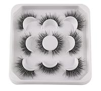 JIMIRE False Eyelashes Dramatic Cat Eye Lashes 17MM Long False Eyelashes D Curl Russian Strip Lashes Wispy Fake Lashes Look Like Eyelash Extensions 5 Pairs Pack