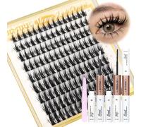 JIMIRE Manga Cluster Lashes Kit Natural Look 10-16MM 135Pcs Anime Lash Clusters CC Curl Wispy Eyelashes Individual Kit with Lash Bond and Seal Natural Lashes Individual Cluster
