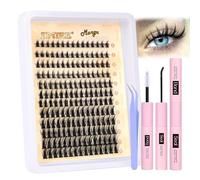 JIMIRE Manga Cluster Lashes Kit Natural Look 180Pcs Individual Eyelashes Kit with Lash Glue Bond and Seal Wispy Lashes Individual Cluster 8-16MM C Curl Anime DIY Eyelash Clusters at Home