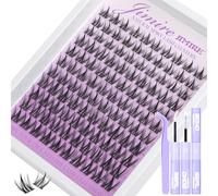 JIMIRE Manga Cluster Lashes Kit Wispy Eyelashes Individual Kit Natural Look 10-14MM Anime Lashes Individual Cluster CC Curl Lash Clusters Glue Bond and Seal DIY at Home