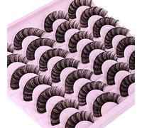 JIMIRE Russian Strip Eyelashes Cat Eye Volume Eyelashes Natural Look Like Eyelash Extensions Fluffy D Curly Thick Faux Mink Hybrid Lashes 14 Pairs Pack