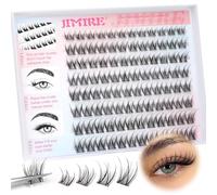 JIMIRE Self Adhesive Individual Eyelashes Wispy Lash Clusters D Curl Pre Glued Eyelashes Clusters 8-14MM Natural Press on Cluster Lashes Easy to Apply Self Adhesive Lash Clusters No Glue Needed