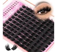JIMIRE Volume Lash Clusters Wispy Individual Eyelashes Russian Lashes Individual Cluster 12-18MM D Curly Fluffy Cluster Lashes with Bottom Lashes 150Pcs DIY Lash Extensions at Home