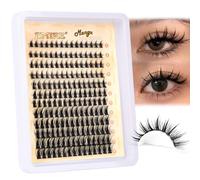 JIMIRE Wispy Lash Clusters Extensions 180Pcs Anime Eyelash Clusters D Curl Manga Lashes Clusters Natural Look 8-16MM Cluster Eyelash Extensions Individual Lash Extension Pack