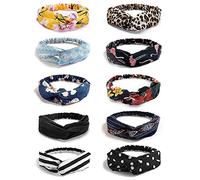 jimit Women's 10 Pack Headbands Women Hair, Turban Headbands Elastic Solid Head Wraps Hair Bands floral Print Stretchy Hair Bands, Vintage Hair Accessories, 10 Pcs | Multicolour