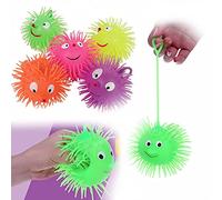 Jimitu Glowing Luminous Led Light Up Toys Smile Puffer Ball for Children Kids Throw Squeeze Spiky Massage Color Random Toy
