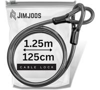 JIMJOOS 1.25m Security Cable Bike Lock - 10mm Thick Stainless Steel Bicycle Lock Extender - Flexible Vinyl Coated Braided Steel Wire with Sealed Looped Ends Includes Protective Pouch