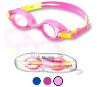 JIMJOOS Swimming Goggles For Kids - Anti Fog, Waterproof, UV Resist Swim Goggles - Quick Adjustable Strap and No Leaking Kids Goggles For All Ages With Protective Case (ROSE PINK)
