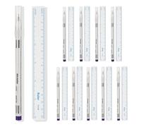 JimKing 10 Pcs Tattoo Markers, Microblading Surgical Marker with Paper Ruler, Waterproof Disposable Tattoo Marker for Skin, Eyebrow, Head 0.5mm, Blue