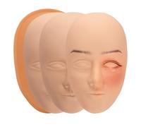 JimKing Tattoo Practice Skin Head, 3pcs Soft Rubber Fake Skin for Permanent Makeup Microblading Eyebrow Lip Eyeliner Tattooing, 1pcs Facial Tattoo Training Skin Support Base