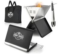 JIMMY BURNS Camping Barbecue Charcoal Stainless Steel [Notebook Design] | for 2-4 People | Barbecue Folding Grill for Camping, Outdoor, Travel, Festival, Picnic | Includes Barbecue Accessories