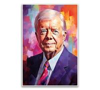 Jimmy Carter Colorful Oil Paint Portrait Poster - Presidential Portrait Vibrant Distinguished Poster - 12 x 18 Inch Unframed Poster - Premium Poster On 100lb Gloss Paper - Printed In The USA FHJP1318