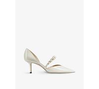 Jimmy Choo Aurelie 65 Pearl-embellished Patent-leather Courts