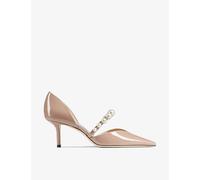 Jimmy Choo Aurelie Pearl-embellished Patent-leather Heeled Courts