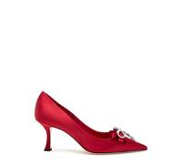 Jimmy Choo Auria 70 Crystal-embellished Satin Pumps - Red