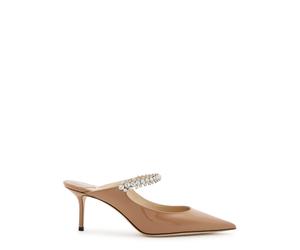 Jimmy Choo Bing 65 Embellished Patent Leather Mules - Beige - 38 (IT38 / UK5)