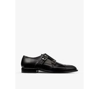 Jimmy Choo Mens Jimmy Choo Finnion Double-Strap Leather Monk Shoes Black Eur 42 / 8 UK Men