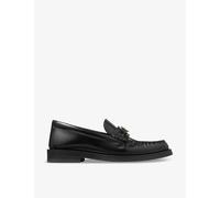 Jimmy Choo Womens Black Addie Logo-plaque Leather Loafers Eur 37.5 / 4.5 Uk Women